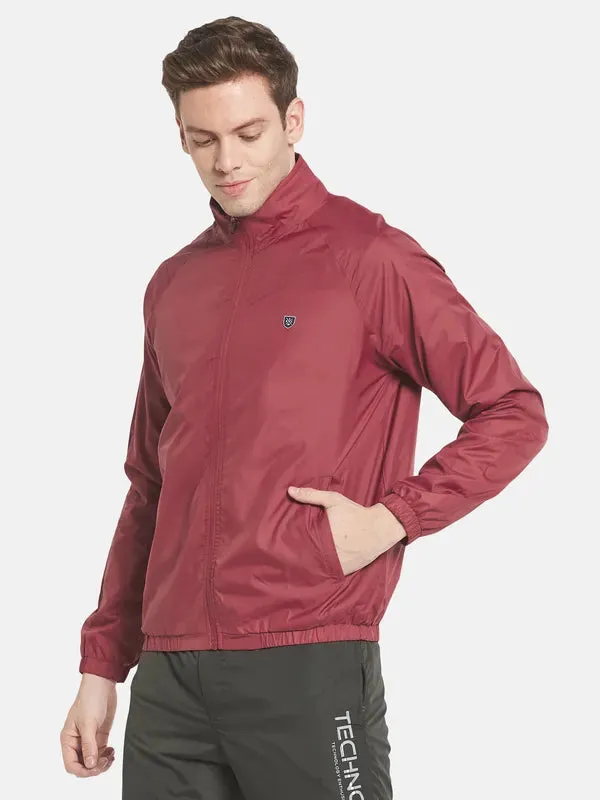 Men Coral Solid Sporty Jacket