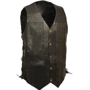 MEN'S BLACK 10 POCKET SIDE LACE VEST