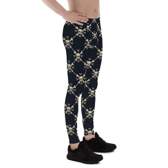 Men's Chain Link Skulls Leggings - High-Performance Workout Wear