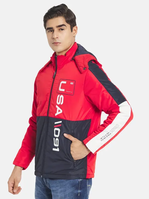 Mettle Men Red Colourblocked Sporty Jacket