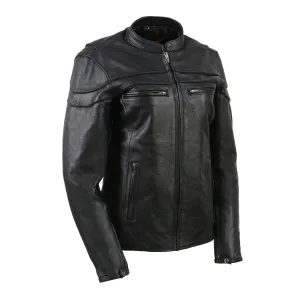 Milwaukee Leather SH8011 Women's Black Leather Sporty Scooter Crossover Biker  Jacket