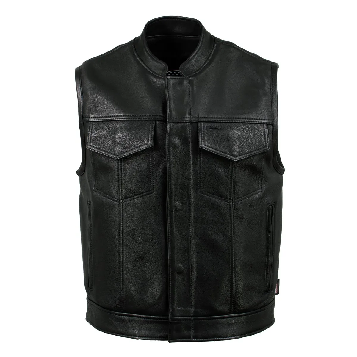 Milwaukee Leather USA MADE MLVSM5004 Men's Black 'Chaos' Premium Dual Closure Motorcycle Leather Vest