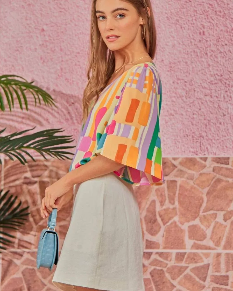 Multi-Color Print Blouse