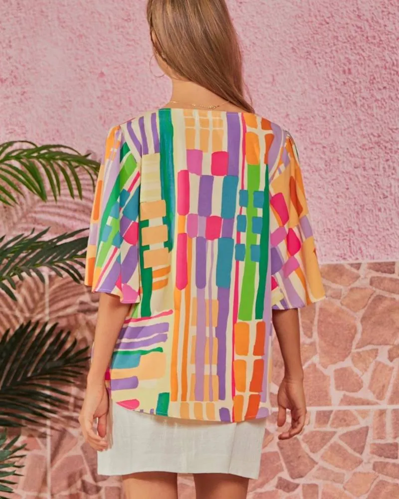 Multi-Color Print Blouse