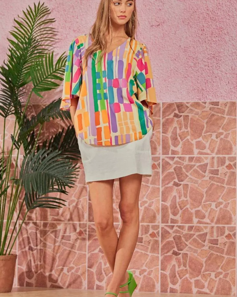 Multi-Color Print Blouse