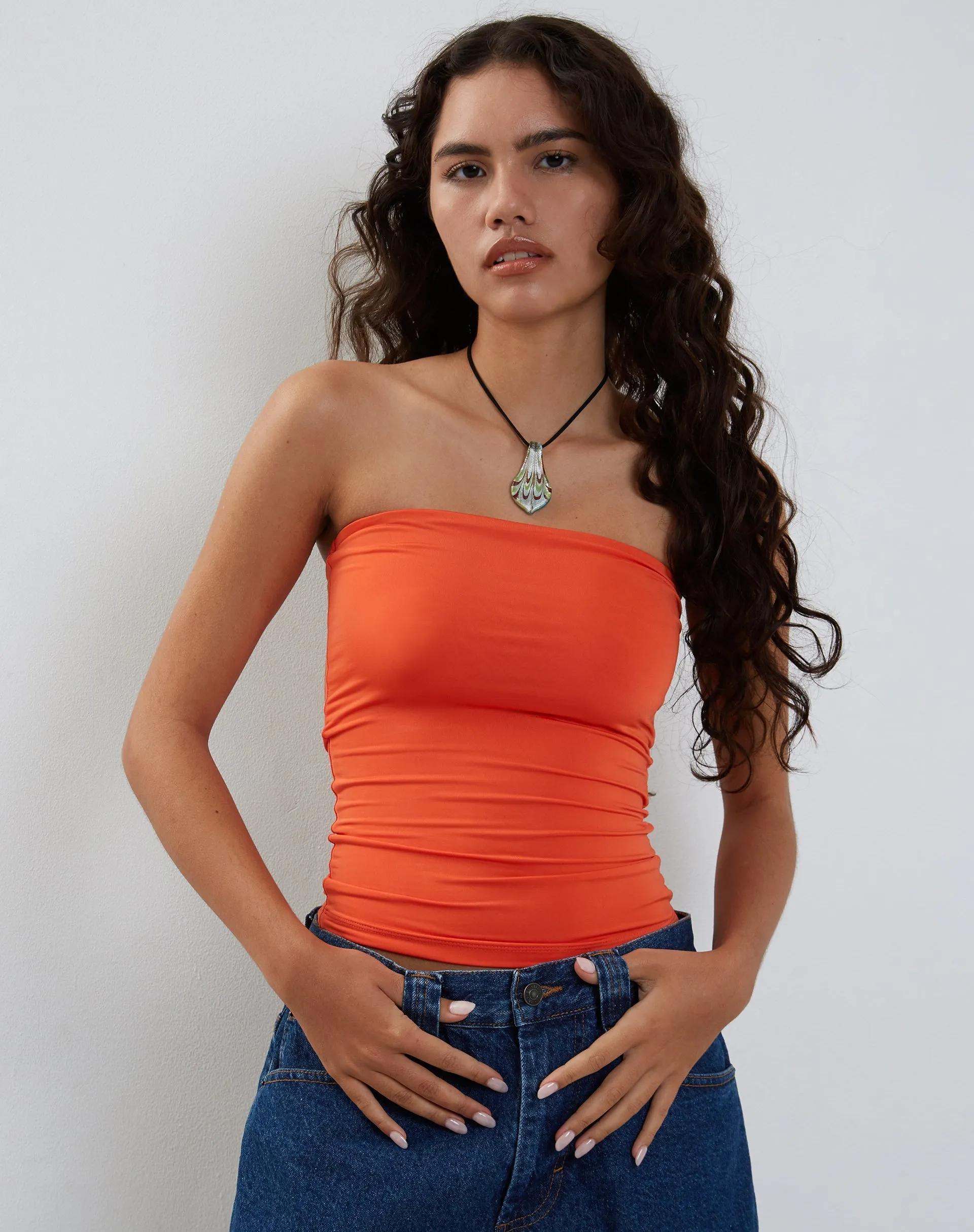 Neave Slinky Bandeau Top in Orange