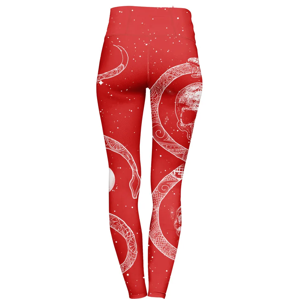 Ouroboros High Waisted Leggings - Red Edition