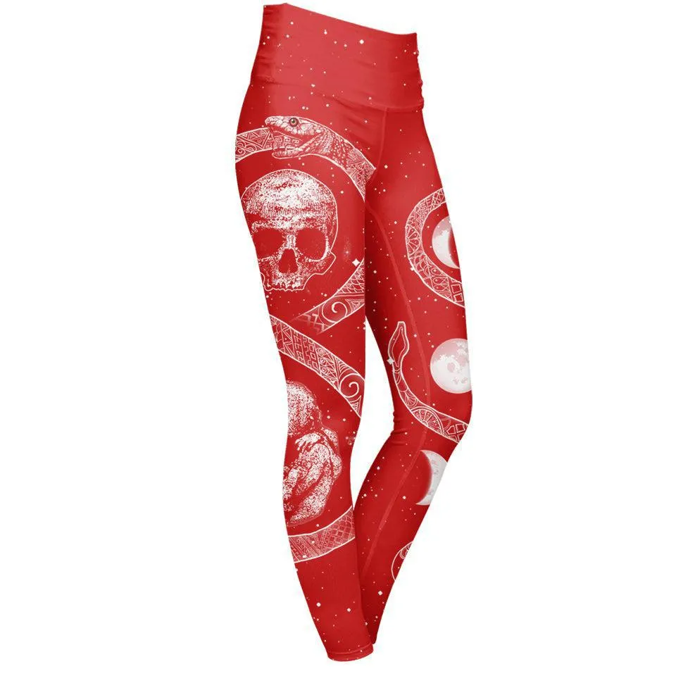 Ouroboros High Waisted Leggings - Red Edition