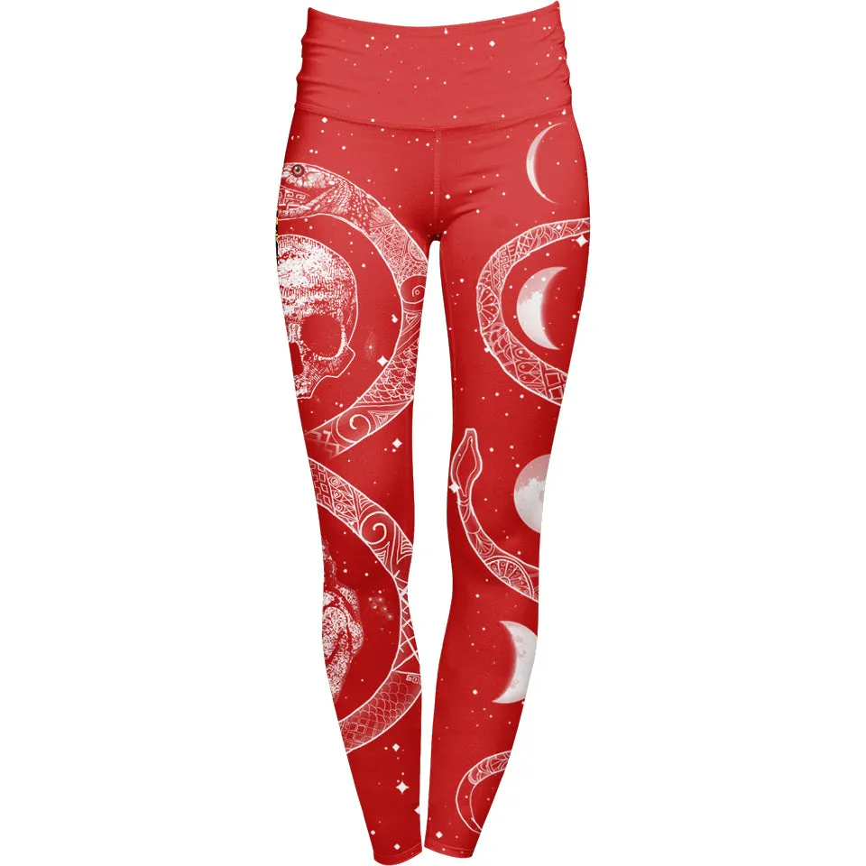 Ouroboros High Waisted Leggings - Red Edition