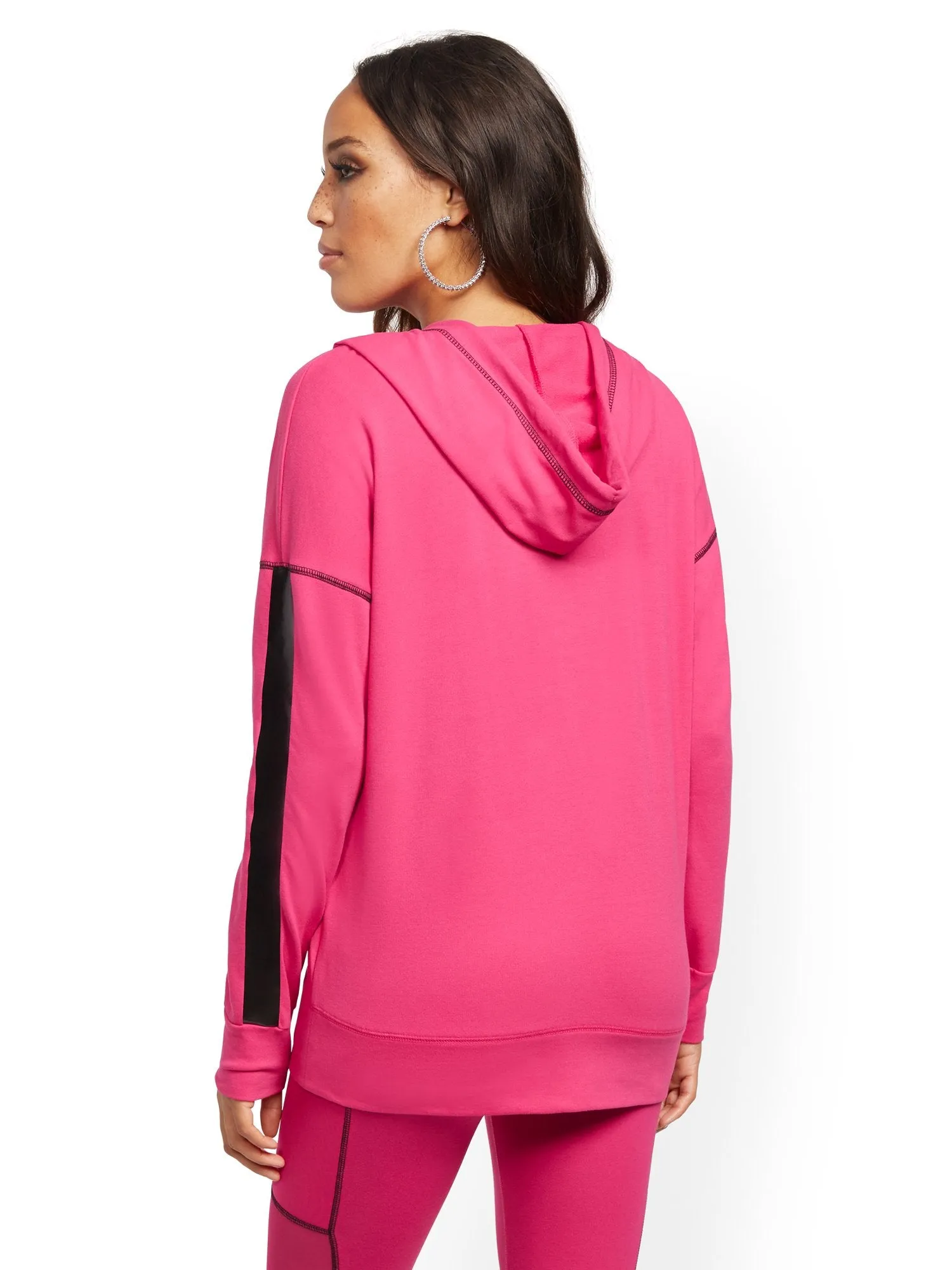 Pink Zip-Front Hooded Jacket