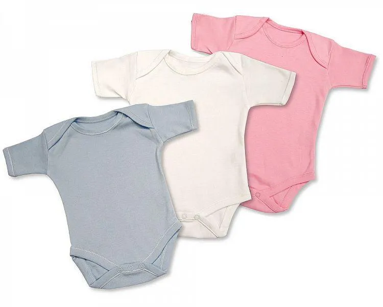 Plain Short Sleeved Body Vests - Pink, Blue, White (BW-1109-0301)