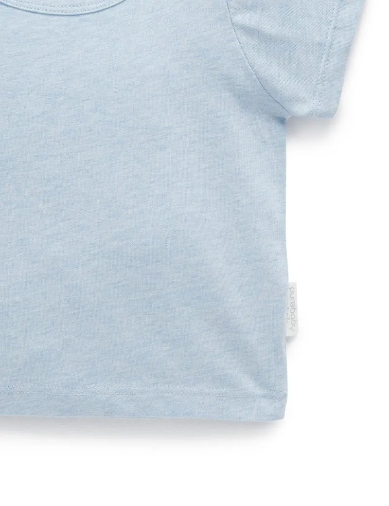 Purebaby Organic Essential Newborn Tee - Soft Blue Melange