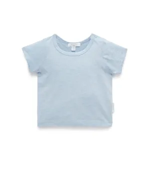 Purebaby Organic Essential Newborn Tee - Soft Blue Melange