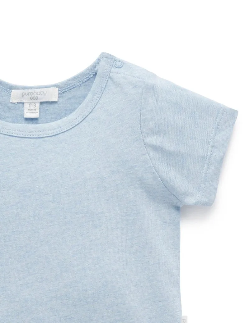 Purebaby Organic Essential Newborn Tee - Soft Blue Melange