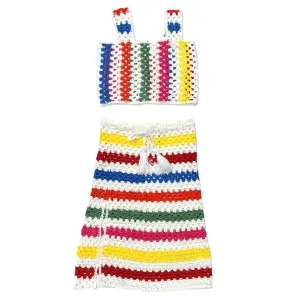 RAINBOW CROCHET TANK AND SKIRT SET