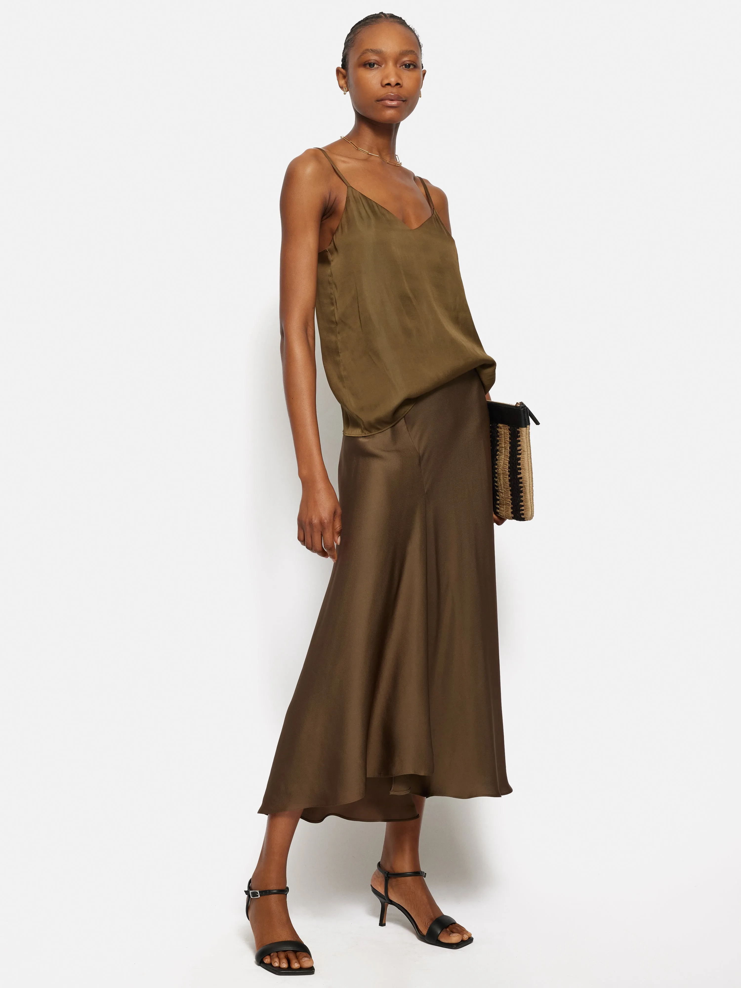 Recycled Satin Cami | Khaki