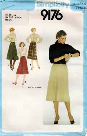 Simplicity 9176 Womens Classic Pleated & Wrap Skirts 1970s Vintage Sewing Pattern Size 12 or 14 UNCUT Factory Folded