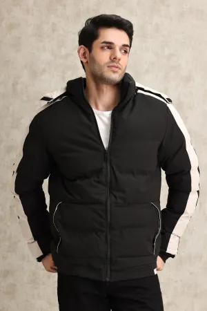 SPORTY PUFFER JACKET-BLK/KHAKI