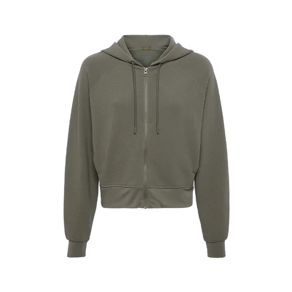 Sporty Waffle Zip Up | Olive