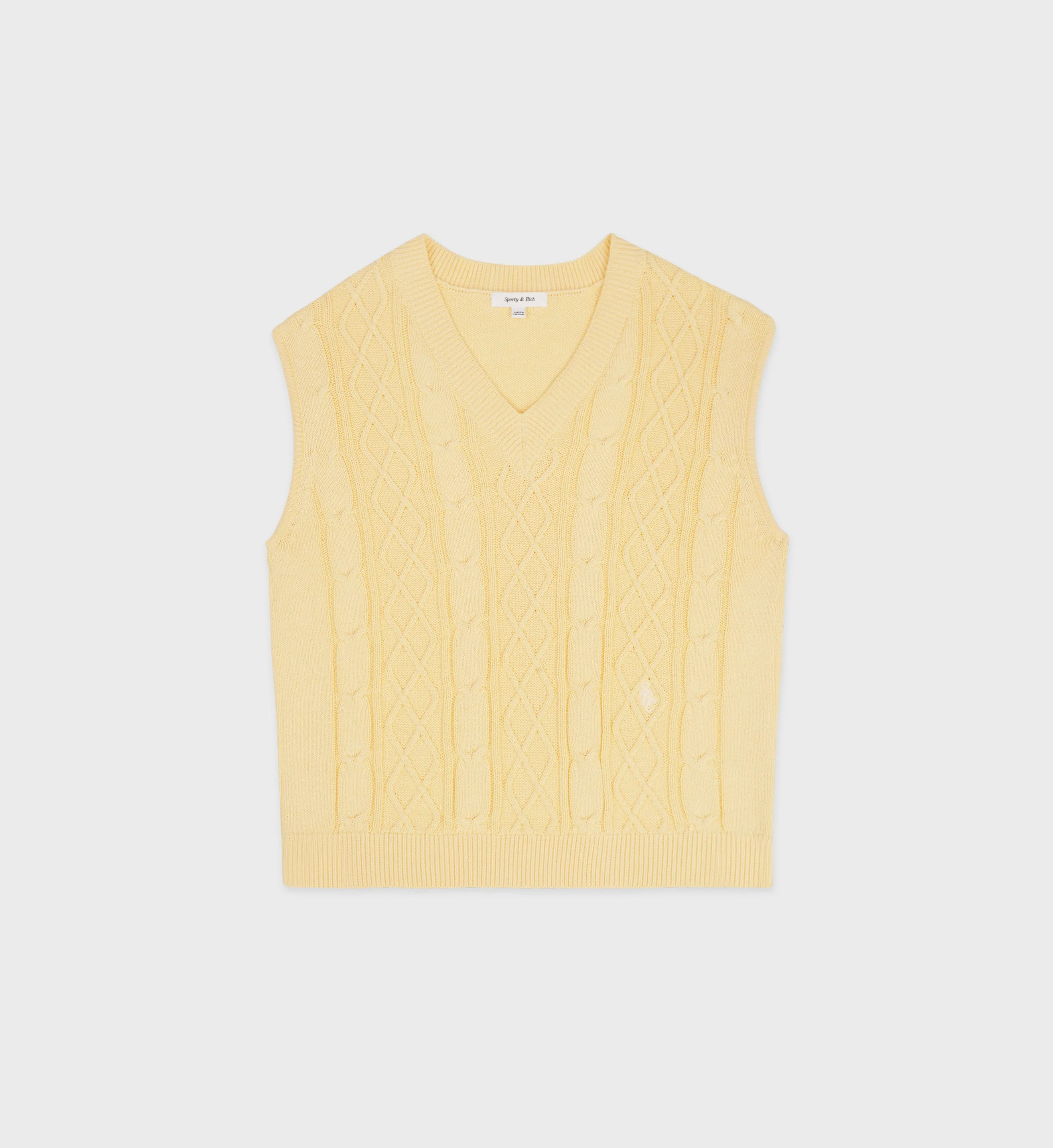 SRC Cotton Cableknit Vest - Almond/White