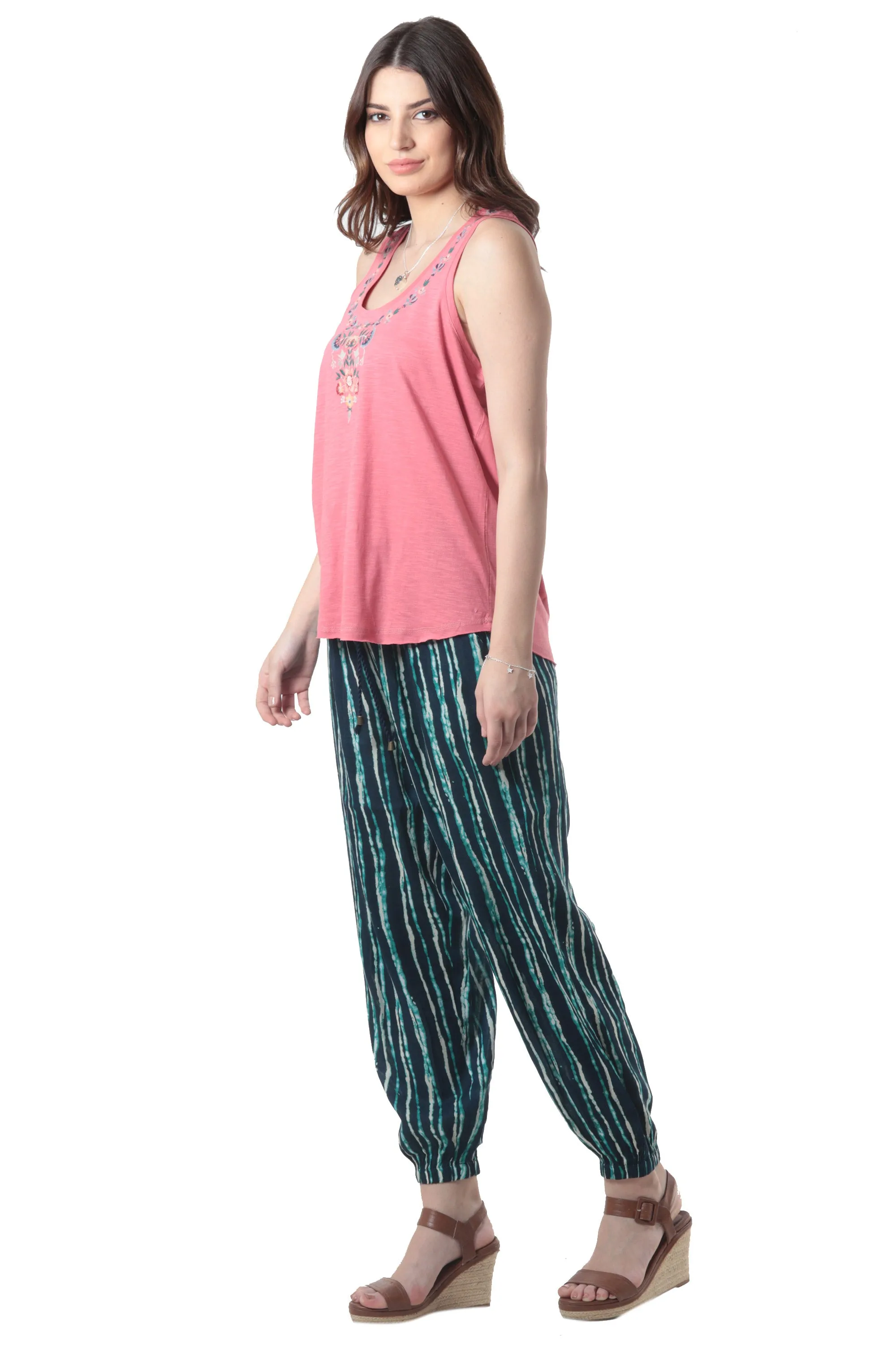 Striped Tie-Dye Viscose Pants from India - Breezy Stripes | NOVICA