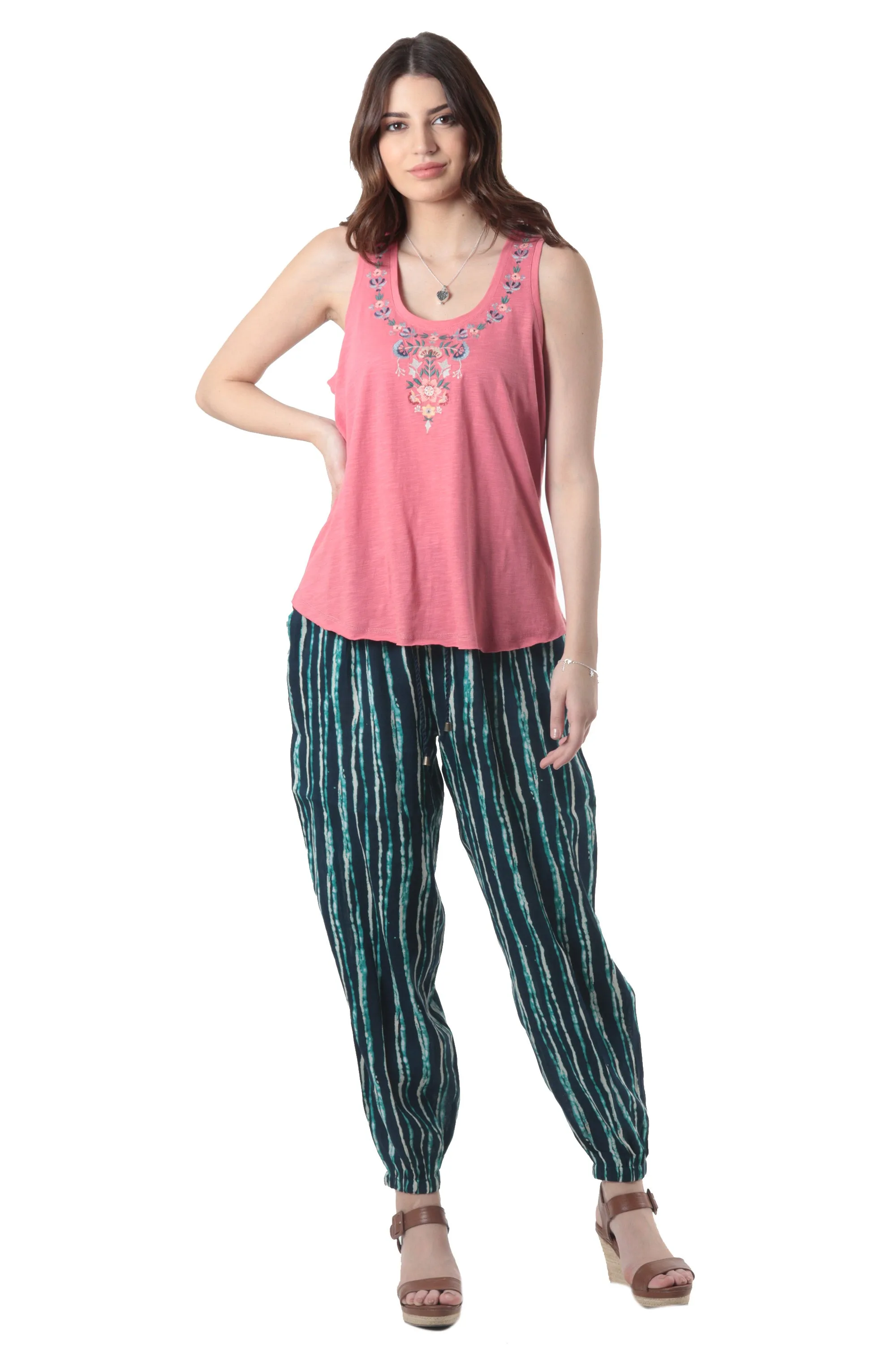 Striped Tie-Dye Viscose Pants from India - Breezy Stripes | NOVICA