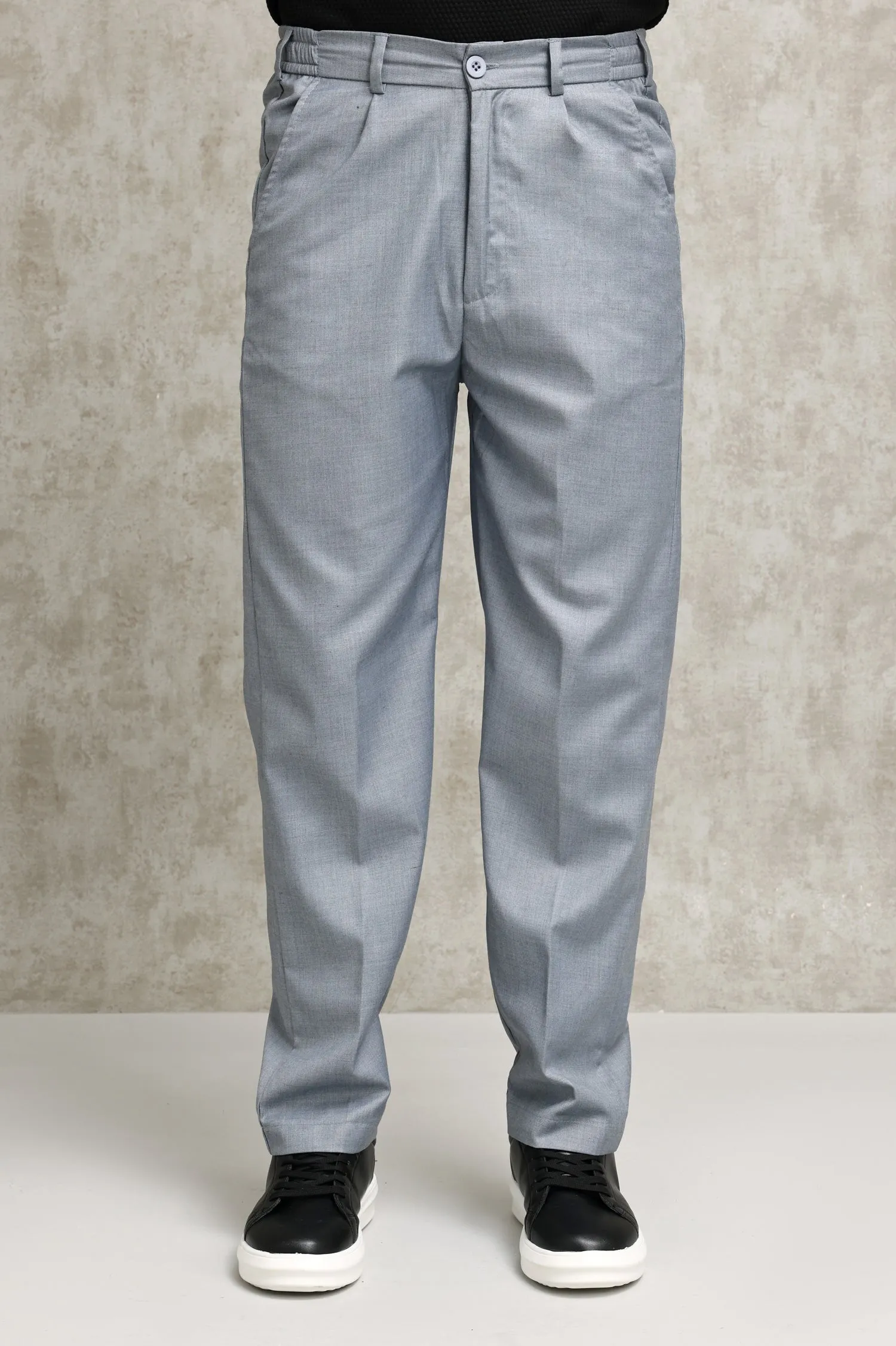 TAILORED PLEATED FORMAL TROUSERS-LT-GREY