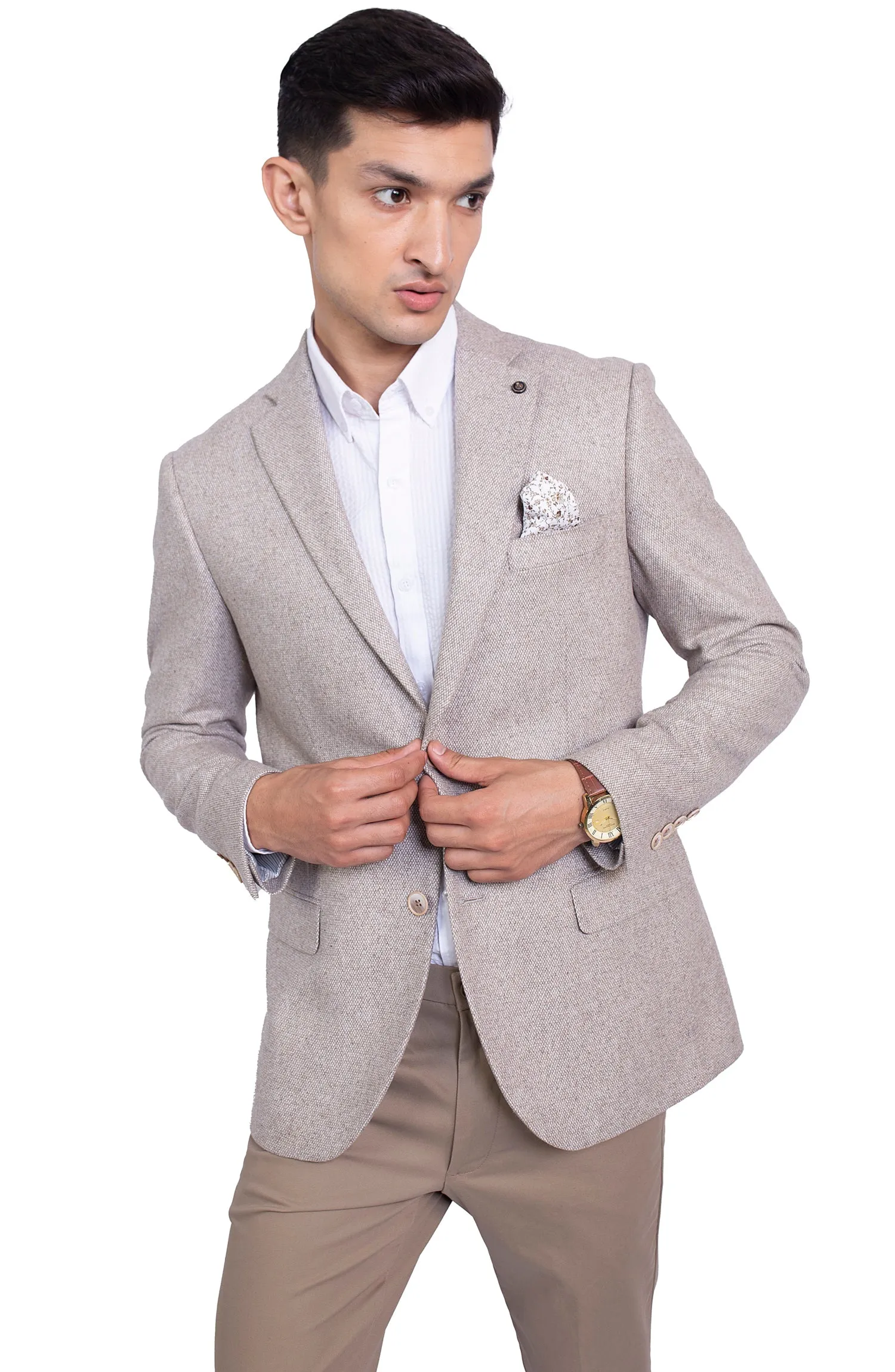 Textured Beige Blazer