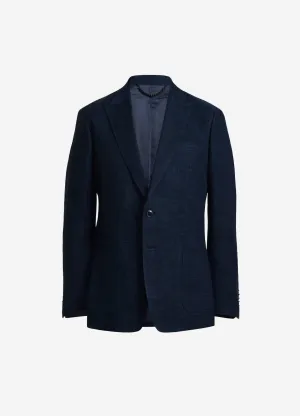 Textured Delave Linen Blazer Navy