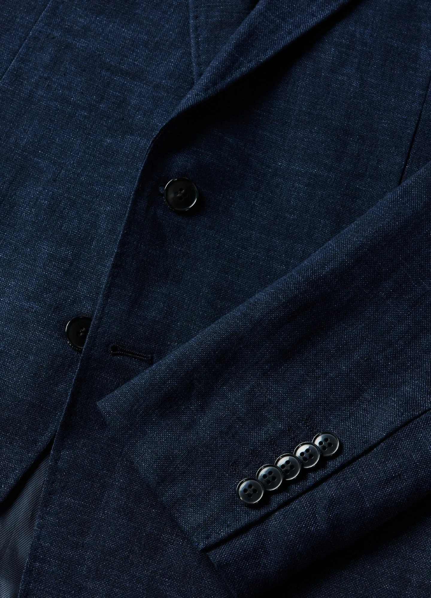 Textured Delave Linen Blazer Navy