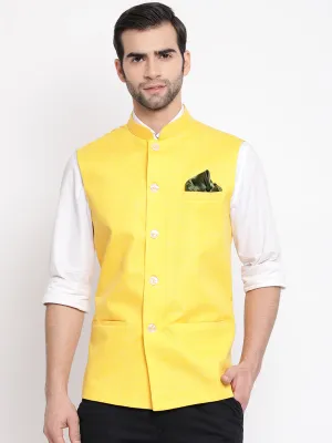 VASTRAMAY Yellow Nehru Jacket