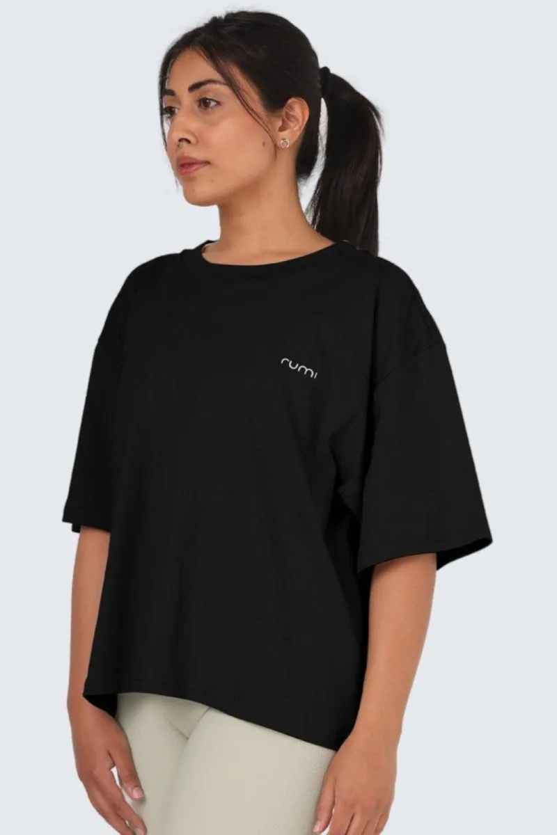 W Moon Tee Short Oversize - Black