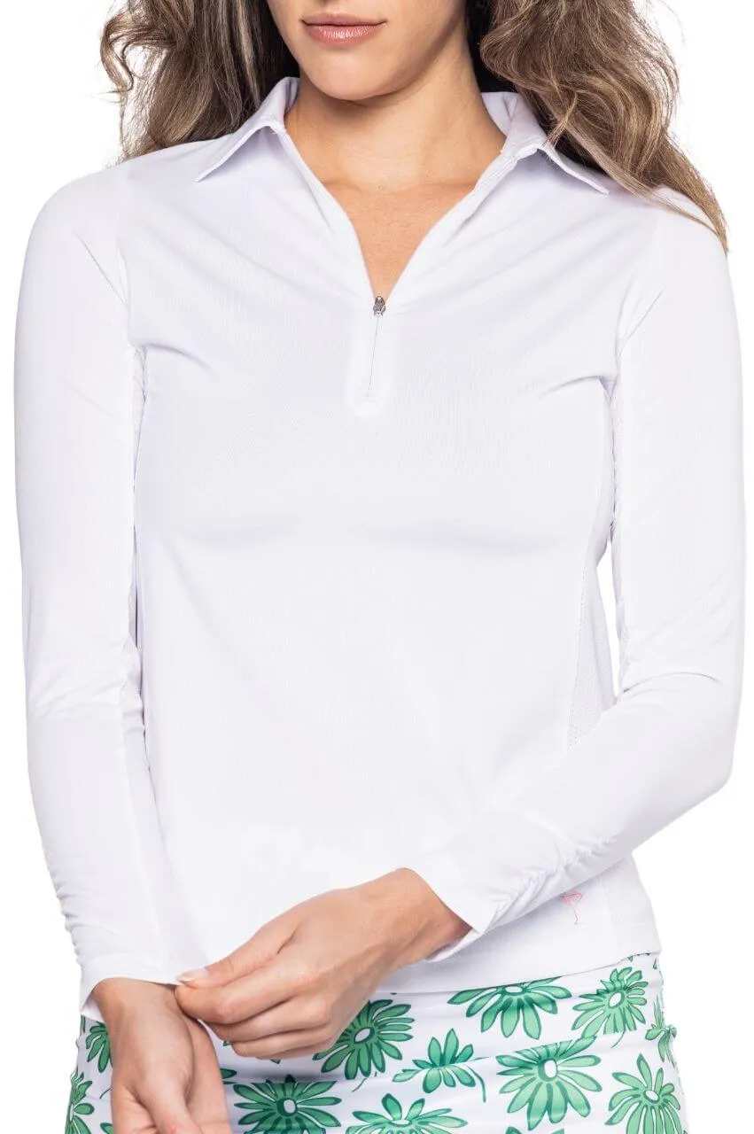 White Long Sleeve Cool Girl Polo