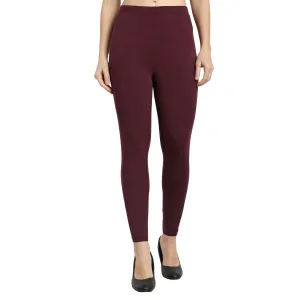 Women Burgundy Ankle Length Legging