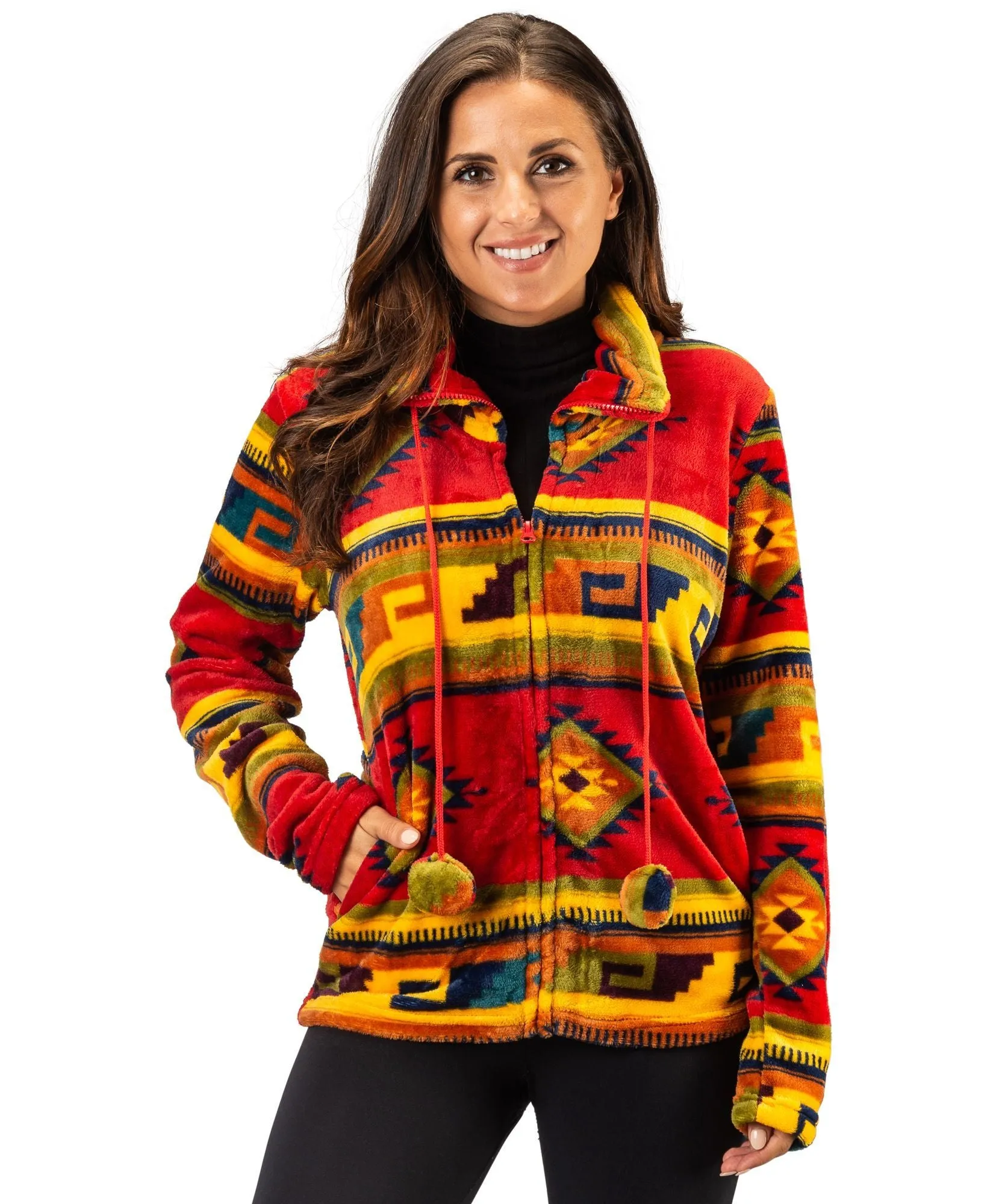 Women's Aztec Coral Feece Jacket