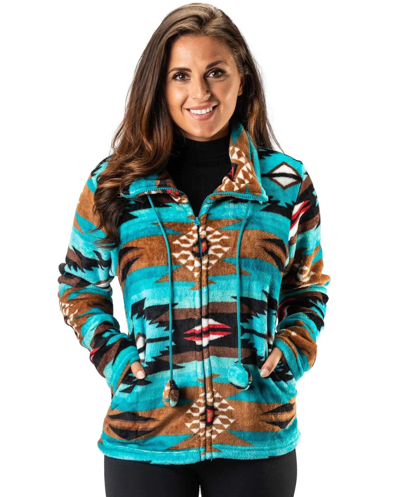 Women's Aztec Coral Feece Jacket