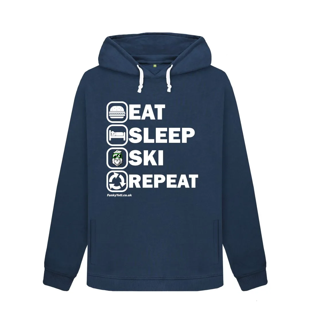 Women's Eat Sleep Ski Repeat Organic Pullover Hoodie