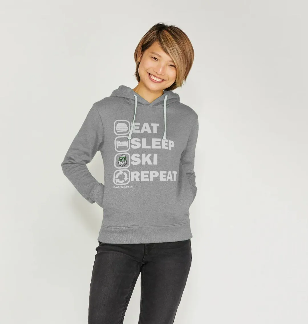 Women's Eat Sleep Ski Repeat Organic Pullover Hoodie