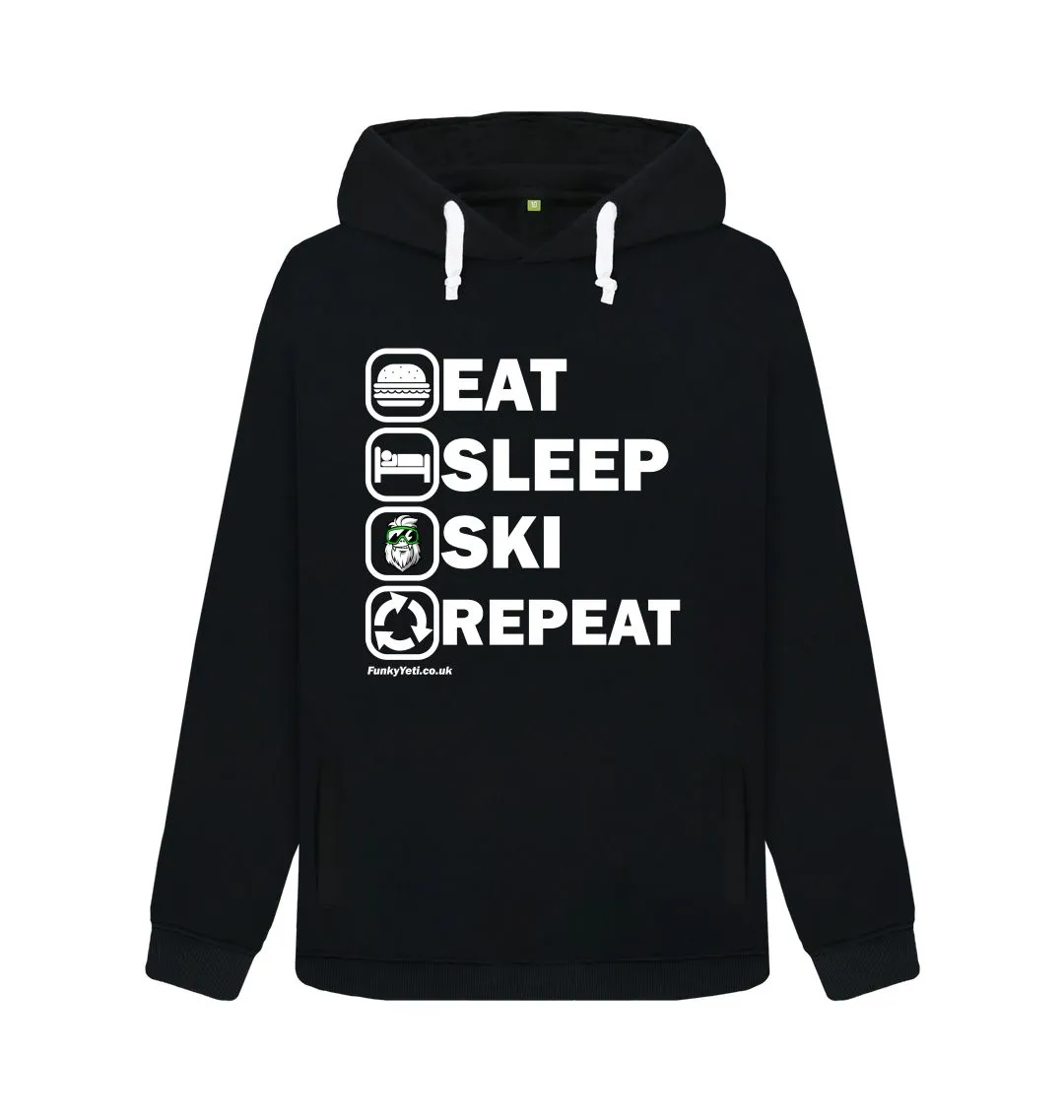 Women's Eat Sleep Ski Repeat Organic Pullover Hoodie