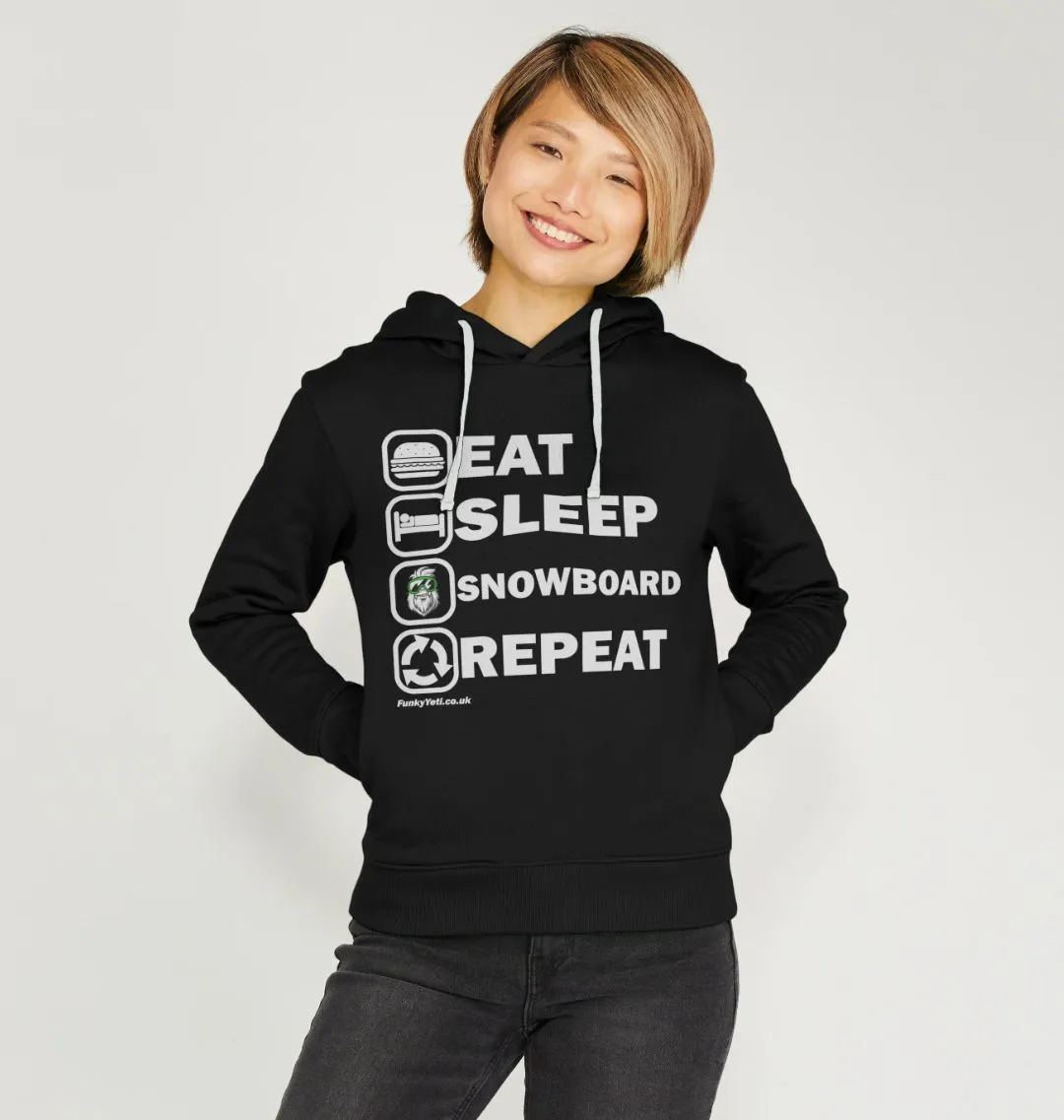 Women's Eat Sleep Snowboard Repeat Organic Pullover Hoodie