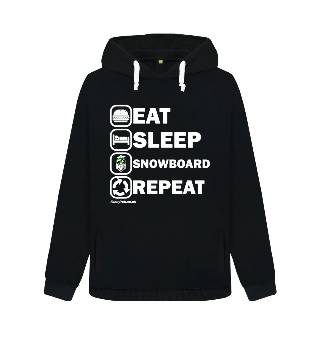 Women's Eat Sleep Snowboard Repeat Organic Pullover Hoodie